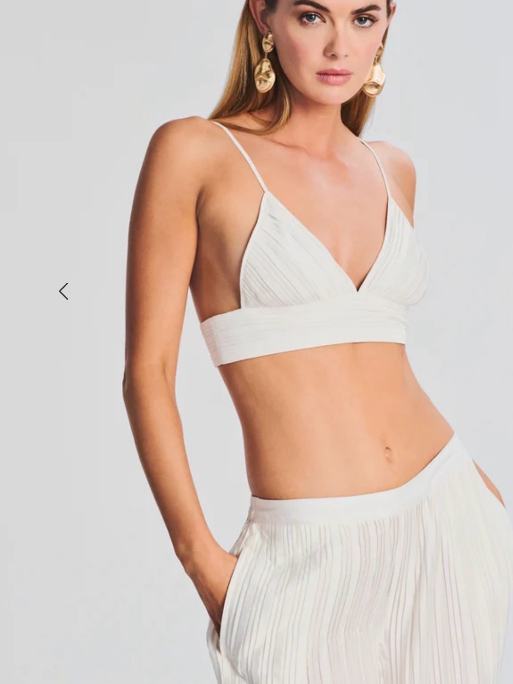 Rococo Sand Bree Bralette White Ribbed Triangle Crop Top NEW NWT XXL XXS - Picture 2 of 12